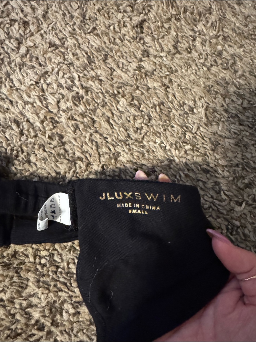JLUXLABEL Black Ribbed Triangle Bikini Top - Picture 2 of 2